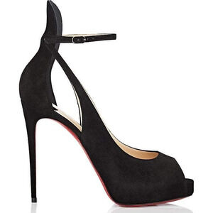 Christian Louboutin Mascaralta 120 Black Suede Peep Platform Sandal Heel Pump 36